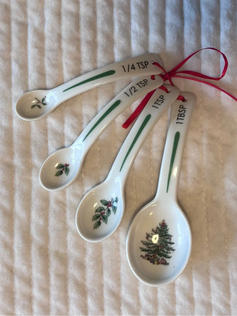 Spode Christmas Tree Ceramic Measuring Spoon Set | Original Box